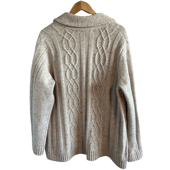 Coldwater Creek Open Front Cable Knit Cardigan Shawl Collar Tan 2X Cozy - Picture 2 of 10